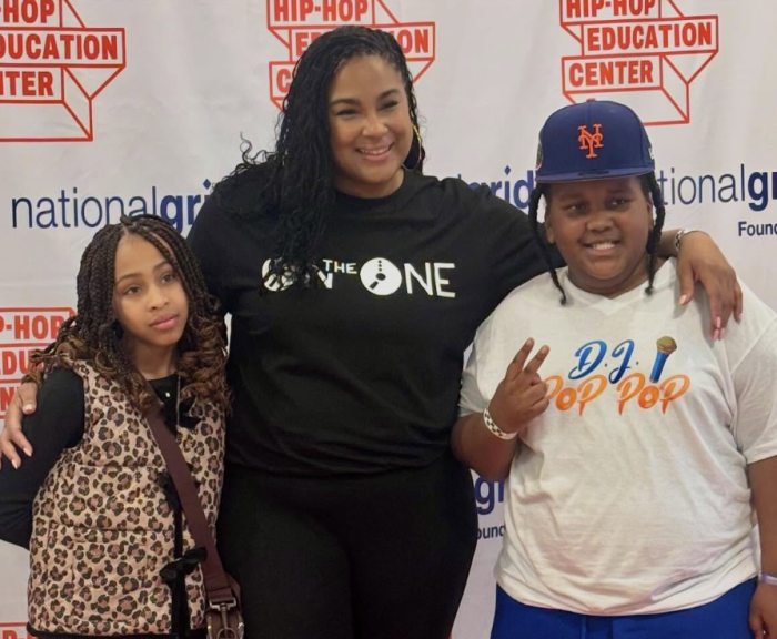 image of DJ Bella, DJ Pop Pop at the community Folk Art Center for Hip-Hop STEM Cypher